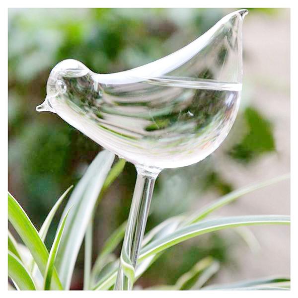 AUTOMATIC WATERER - BIRD CLEAR GLASS HOUSE PLANT WATERER