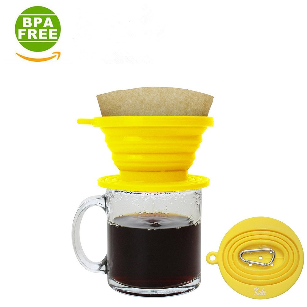 Silicone Collapsible Single Cup Coffee Maker - Cone Filter Drip Brewer