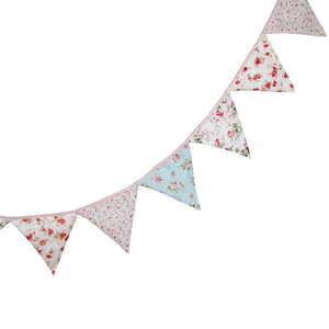 PINK VINTAGE STYLE FLOWER ROSES COTTON GLAMPING BUNTING BANNER PENNANT FLAGS